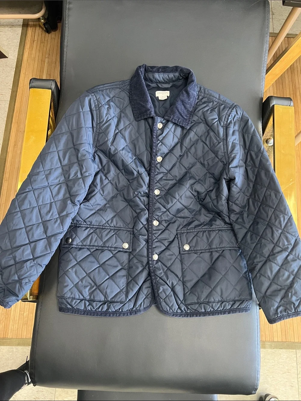 Quilted Navy Snap-Front Jacket